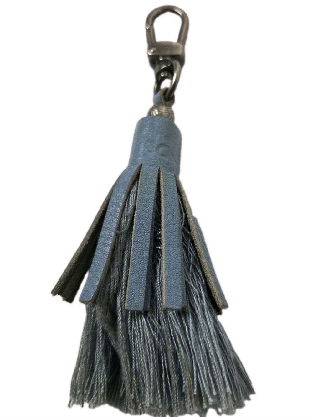 The Sak Leather Tassel Keychain Charm in Slate Blue